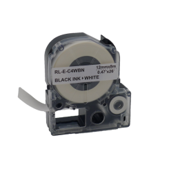 Лента для принтера этикеток Ukrmark E-C4WBN-BK/WT, совместима с Epson LC-4WBN. Размеры ленты: 12 мм х 8 м. Цвет: черный на белом (LC4WBN)