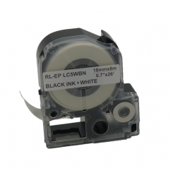 Лента для принтера этикеток Ukrmark E-C5WBN-BK/WT, совместима с Epson LC-5WBN. Размеры ленты: 18 мм х 8 м. Цвет: черный на белом (LC5WBN)