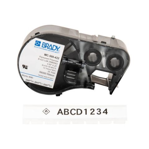 Лента для принтера этикеток BRADY MC-500-422, Беспрерывная лента: 12,7 мм х 7,62 м. Маркировка: черным на белом