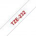UKRMARK B-T232P, Ламінована, 12мм х 8м, червоним на білому, сумісна з BROTHER TZe-232, стрічка для принтерів етикеток (TZe232)