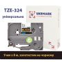 UKRMARK B-T324P, Ламінована, 9мм х 8м, золотистим на чорному, стрічка для принтерів етикеток сумісна з BROTHER TZe-324 (TZe324)
