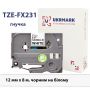 UKRMARK B-Fx-T231P, Сверхгибкая, 12мм х 8м, черным на белом, лента для принтеров этикеток совместима с BROTHER TZe-FX231 (TZeFX231)