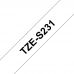 UKRMARK B-S-T231P, Сверхклейкая, 12мм х 8м, черным на белом, совместима с BROTHER TZe-S231, лента с усиленной адгезией (TZeS231)