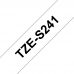UKRMARK B-S-T241P, Сверхклейкая, 18мм х 8м, черным на белом, совместима с BROTHER TZe-S241, лента с усиленной адгезией (TZeS241)