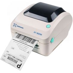 Настільний принтер етикеток, QR та штрих-кодів UKRMARK AT90DW USB+RJ45, принтер прямого термоперенесення