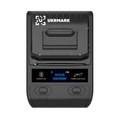 Портативный термопринтер UKRMARK DP23BK, USB/Bluetooth, рулоны 15-58 мм, для чеков/этикеток, черный. Печать на термобумаге и полимерных этикетках.