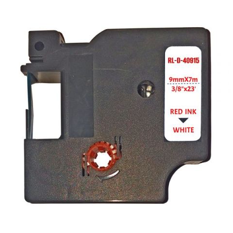 UKRMARK D-40915P, 9мм х 7м, червоним на білій, сумісна з DYMO D1 S0720700, універсальна стрічка для принтерів етикеток