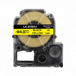 UKRMARK E-LK4YBA3, для діаметру 1,07-3,18 мм, чорним на жовтому, сумісна з Epson LK-4YBA3, Термозбіжна трубка 4мм х 2,5м, для принтерів етикеток