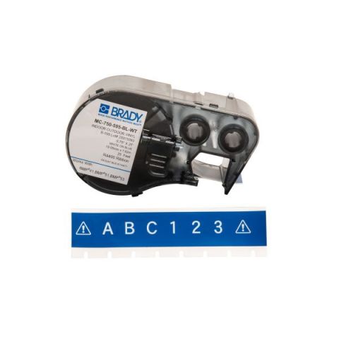 Лента для принтера этикеток BRADY MC-750-595-BL-WT. Беспрерывная лента: 19,05 мм х 7,62 м. Цвет: белый на синем