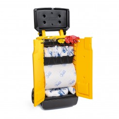SKO-CART Комплект-шкафчик на колесах для сбора проливов масла на 69л: 1 рул.с двойной перфорацией, 38смx22м,2 бона SOC, диам.7.6x122 см,1 бон
