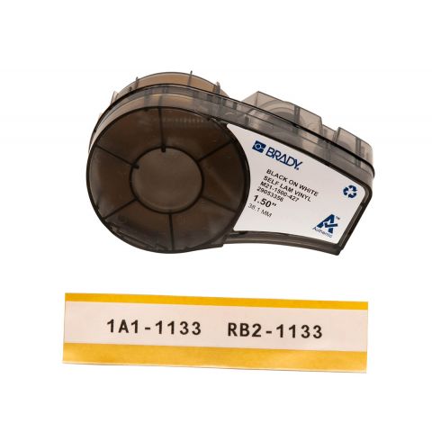 Лента для принтера этикеток BRADY M21-1500-427. Самоламинирующиеся этикетки, маркировка кабеля Ø 4.0 - 8.1 мм. Цвет: черный на белом