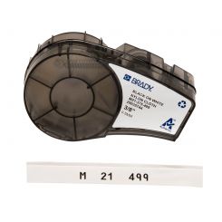 Лента для принтера этикеток BRADY M21-375-499. Маркировка - общая, кабеля, компонентов. Лента: 9,53 мм х 4,87 м. Маркировка: черным на белом