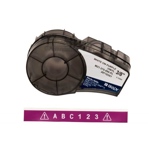 Лента для принтера этикеток BRADY M21-375-595-PL, Цветная маркировка. Картридж: 9.53 mm х 6.4 m. Цвет: белый на фиолетовом.