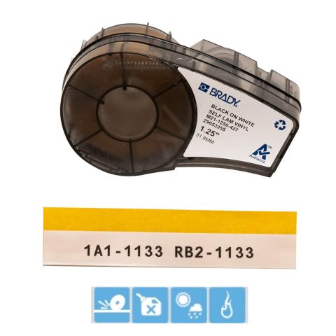 Лента для принтера этикеток BRADY M21-1250-427. Самоламинирующиеся этикетки (маркировка кабеля), для провода Ø  3.2 - 5.7 мм. Цвет: черный на белом