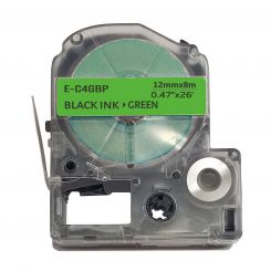 UKRMARK E-C4GBP, 12мм х 8м, черный на зеленом, совместимый с Epson LC-4GBP, Универсальная лента для принтеров этикеток (LC4GBP)