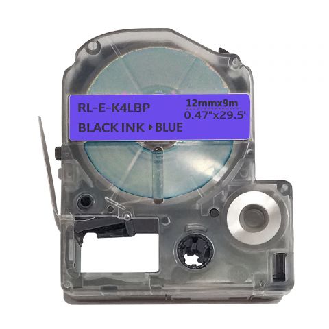 Лента для принтера этикеток Ukrmark E-K4LBP-BK/BL, совместима с Epson LK-4LBP. Размеры ленты: 12 мм х 9 м. Цвет: черный на синем (LK4LBP)