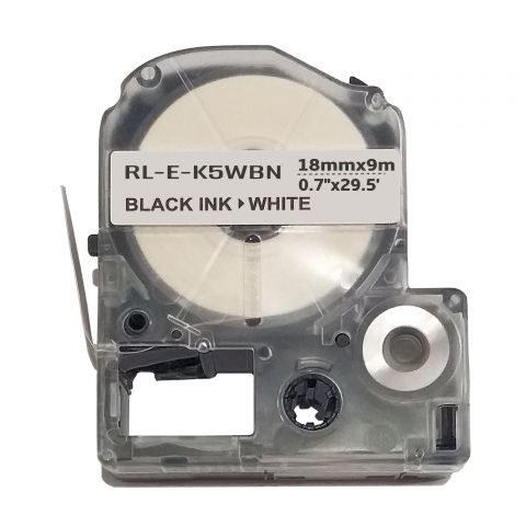 Лента для принтера этикеток Ukrmark E-K5WBN-BK/WT, совместима с Epson LK-5WRN. Размеры ленты: 18 мм х 9 м. Цвет: черный на белом (LK5WBN)