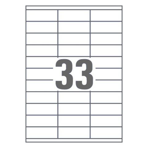 Этикетка A4 - 33 штук на листе 70мм х 25,4мм, 100 листов (RL-A4-33-W1)