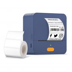 Портативный принтер этикеток UKRMARK UP1BL+Bluetooth. Синий. Печать на термобумаге, полимерных этикетках.