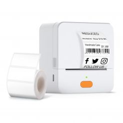 Портативный принтер этикеток UKRMARK UP1WT+Bluetooth. Белый. Печать на термобумаге, полимерных этикетках.